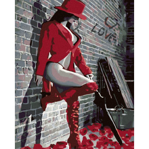 Рисуване по номера Момиче в червено, с подрамка, 40х50 см.