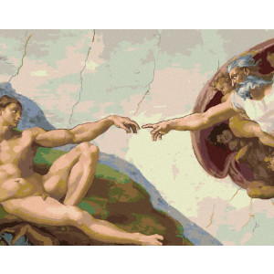 Рисуване по номера Сътворението на Адам (Микеланджело), с подрамка, 40х50 см.