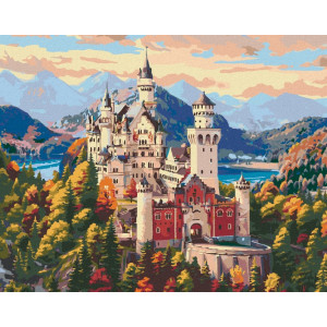 Рисуване по номера Замък в планината, с подрамка, 40х50 см.