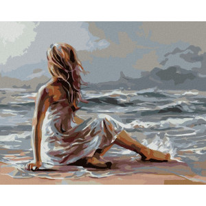 Рисуване по номера Момиче край морето, с подрамка, 40х50 см.