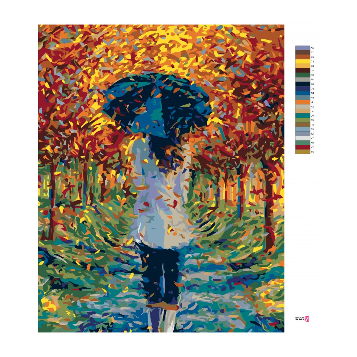 Рисуване по номера Жена в есенния парк, с подрамка, 40х50 см.