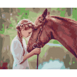 Рисуване по номера Момиче с кон, с подрамка, 40х50 см.
