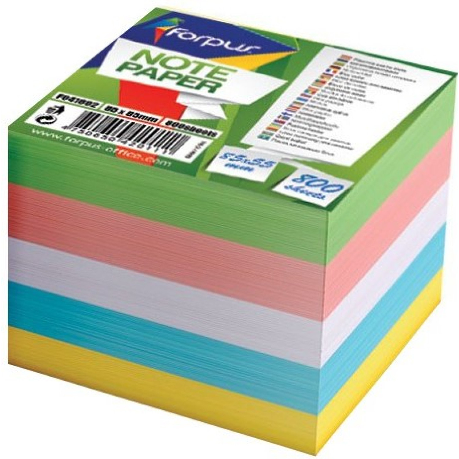 Хартиено кубче Forpus, цветни листчета, 85 х 85 мм, 800 листа