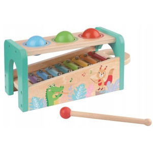 Бебешки дървен ксилофон с топки - Музикален свят
