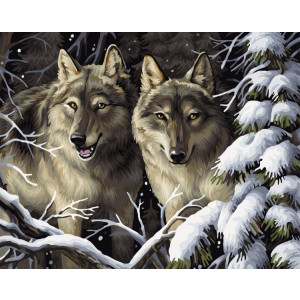 Рисуване по номера Вълци в снега, с подрамка, 40х50 см., H074