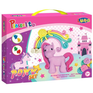 Комплект пластилин Luna, 6 цвята с формички Pony