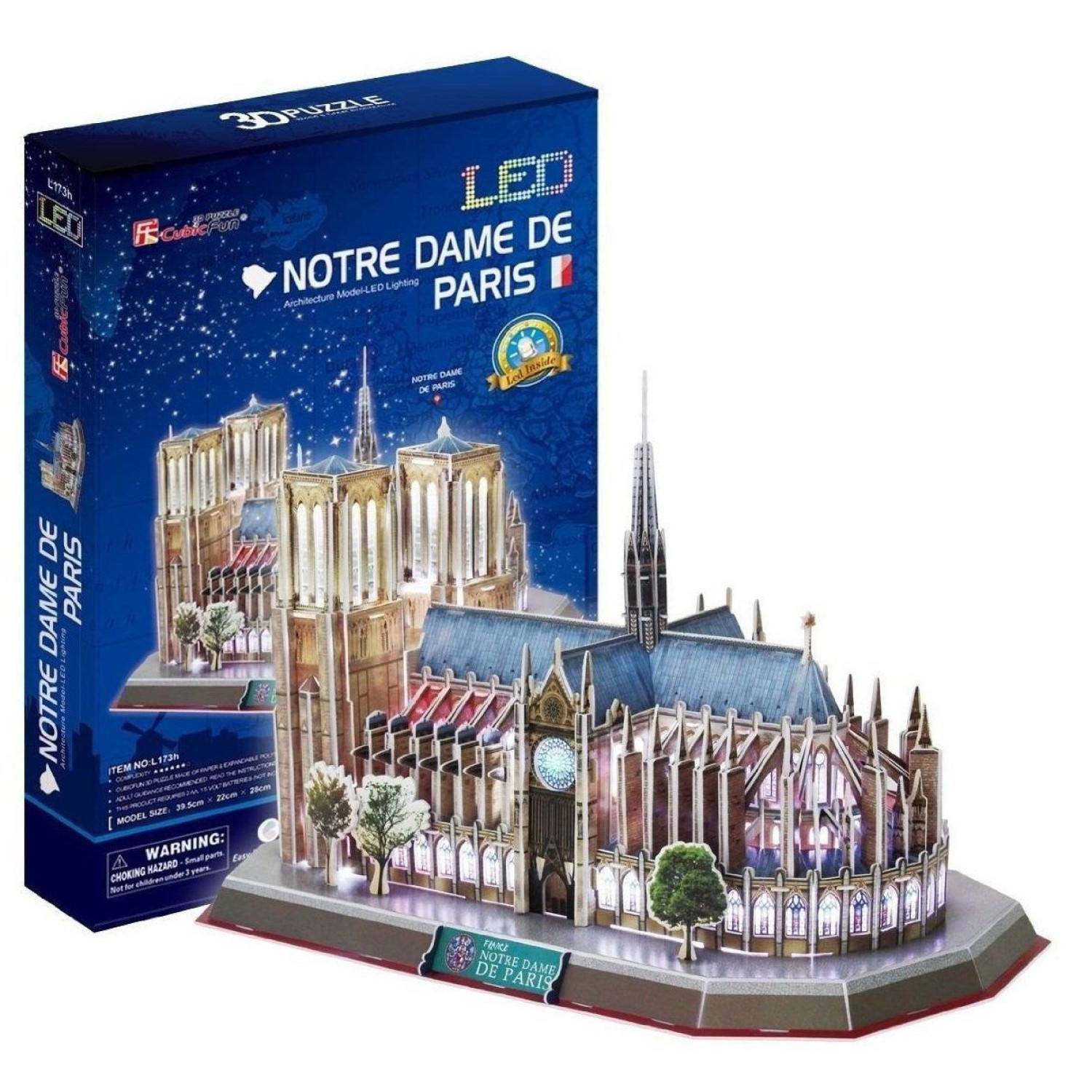 Пъзел Cubic Fun 3D Парижката Света Богородица 149 елемента, LED inside L173h