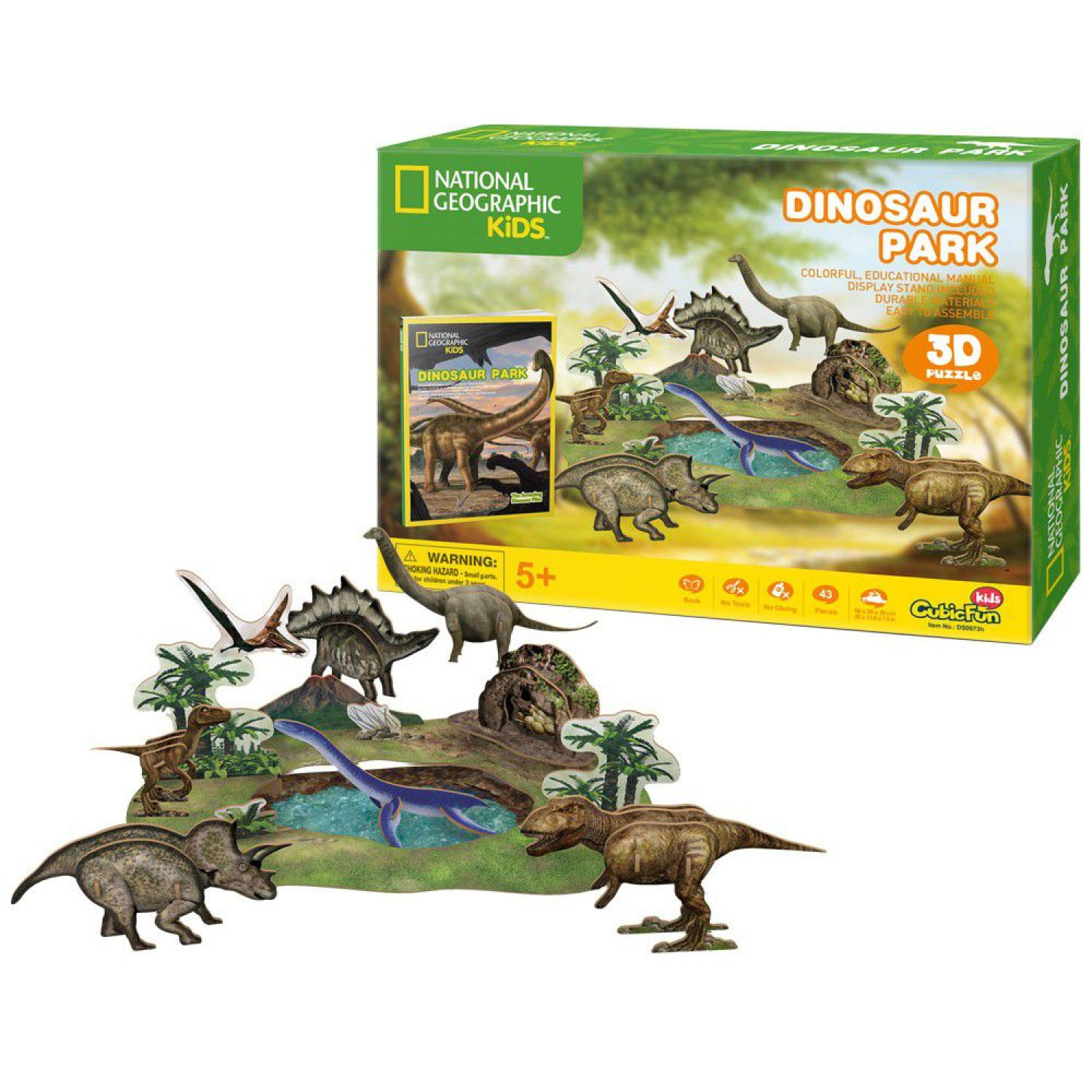 Пъзел Cubic Fun National Geographic Kids 3D Динозаври 43 елемента, DS0973h