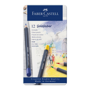 Faber-Castell Цветни моливи Goldfaber, в метална кутия