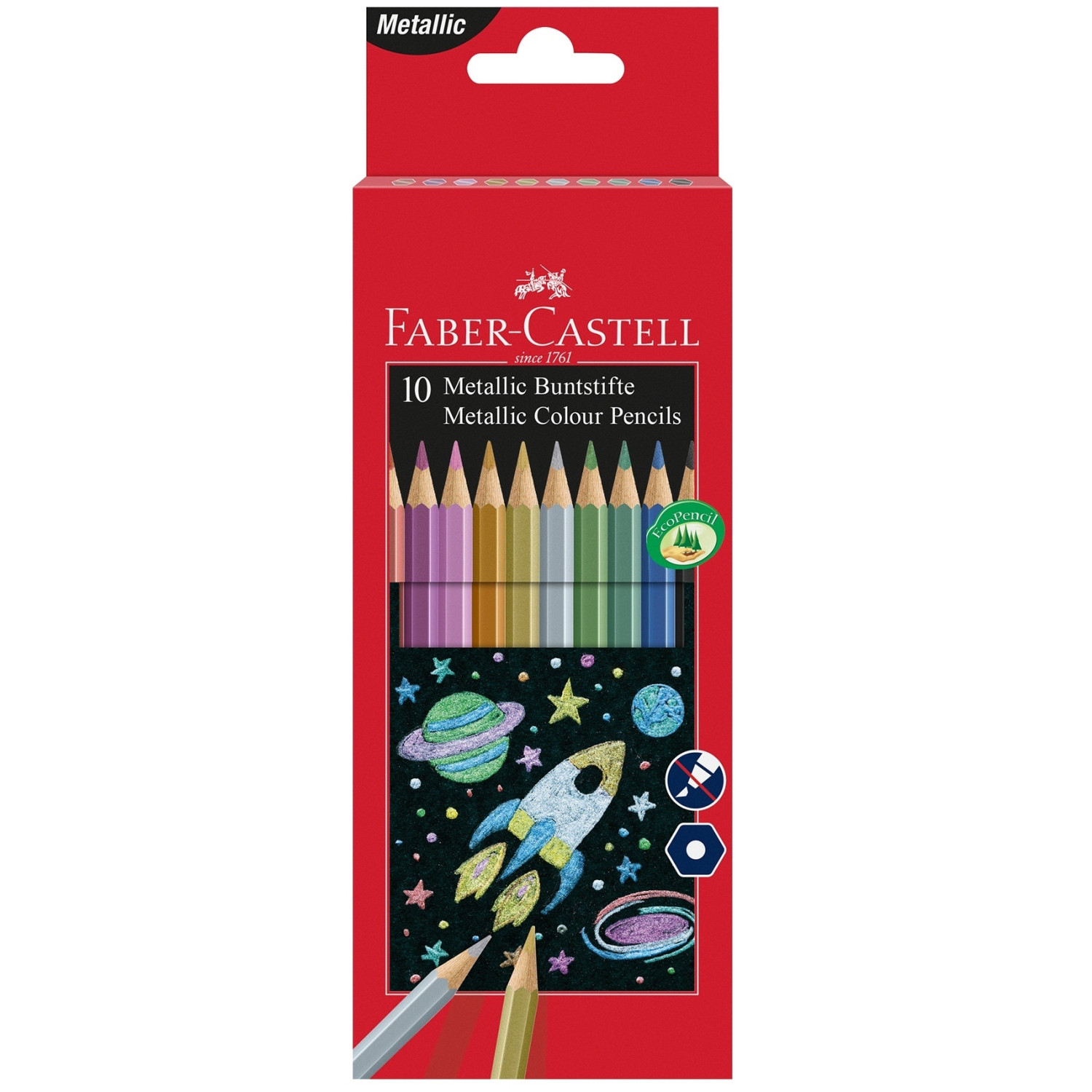 Цветни моливи Faber-Castell, металик, 10 цвята