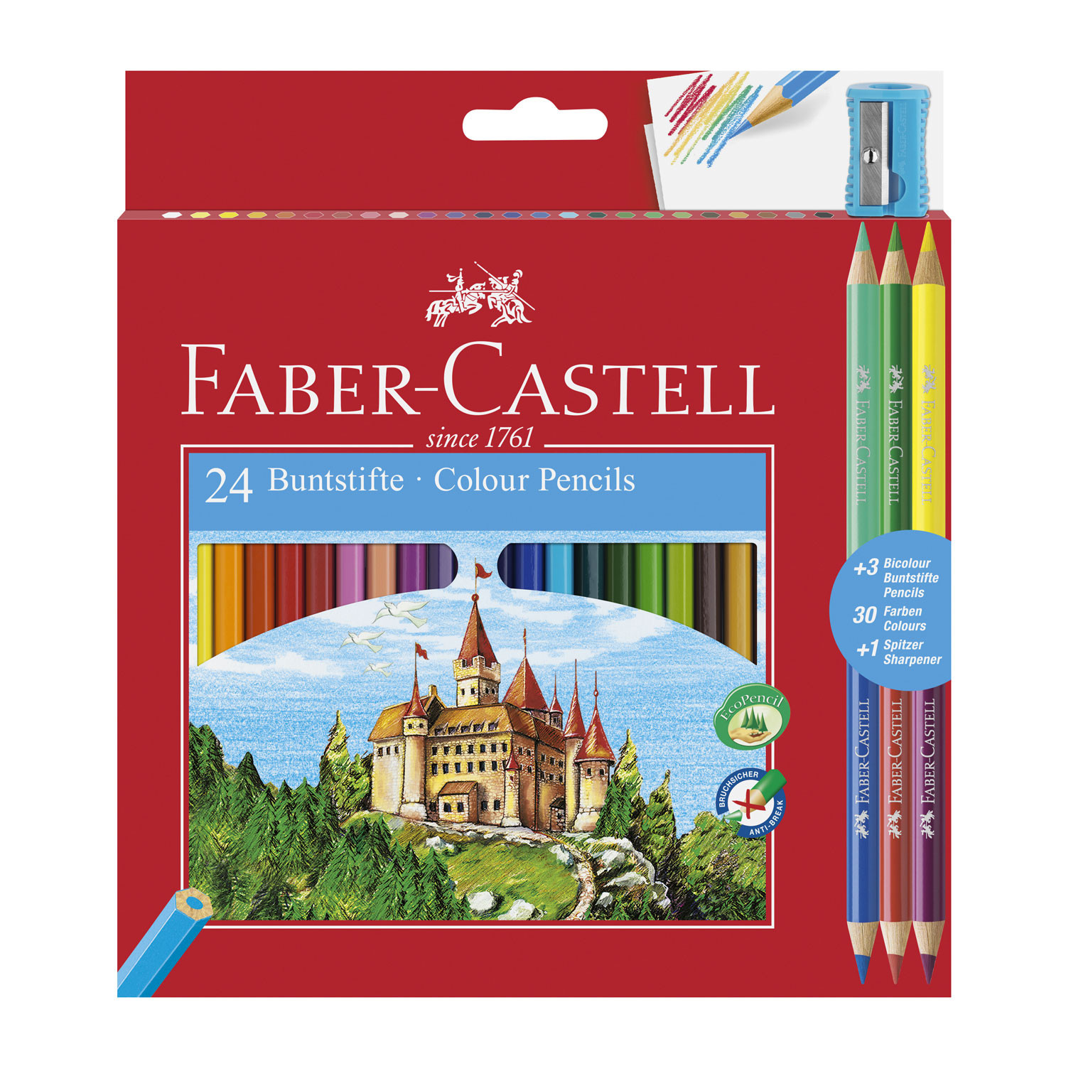 Цветни моливи Faber-Castell, с острилка, 24+6 цвята