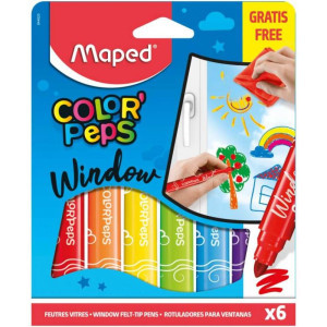 Флумастери Maped Color Peps за стъкло, 6 цвята