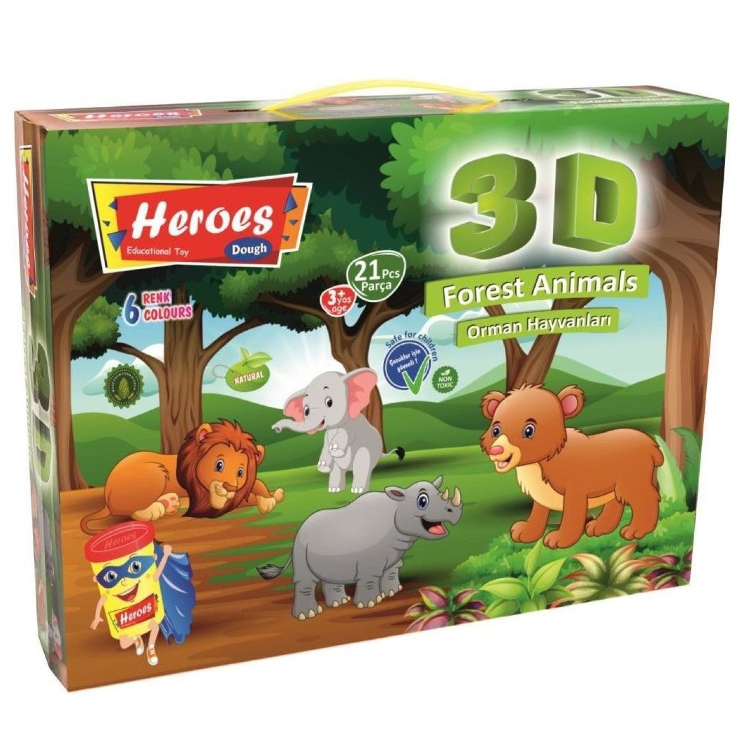 Моделин Play Dough 3D Диви животни, 19 части, кутия