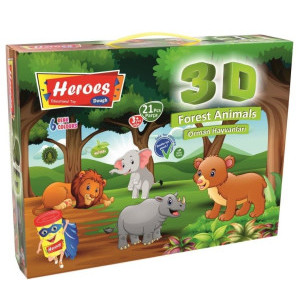Моделин Play Dough 3D Диви животни, 19 части, кутия