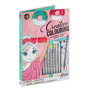 Grafix Книжка за оцветяване Момиче, с флумастери, в папка
