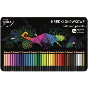 Цветни моливи Kidea, 36 цвята, метална кутия